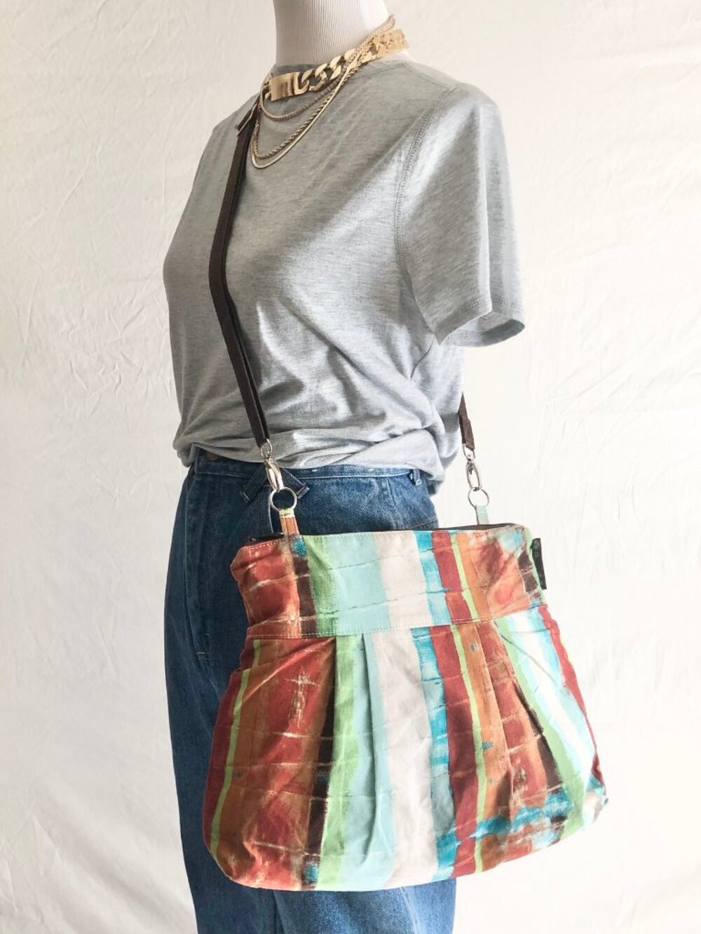Borsa Bella Earth Tone Tie Dye Crossbody Bag Purse